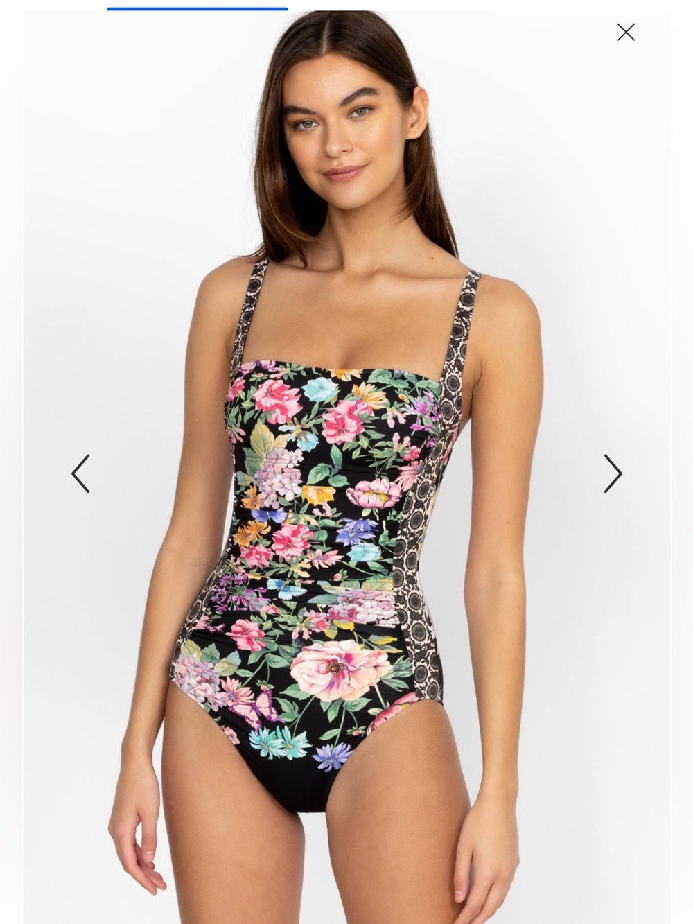 Johnny Was BLACK BUTTERFLY RUCHED one-piece swimsuit